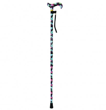 Deluxe Patterned Walking Cane - Black Floral