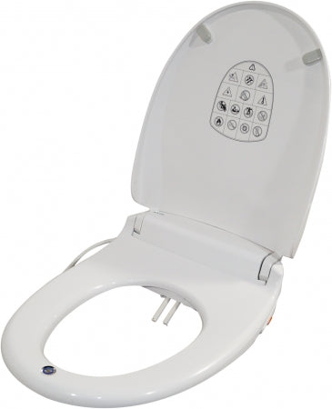 E Loo Toilet Seat with Bidet Cleaning, Warm Air Dryer, Night Light and Heated Seat Comfort Function - Round