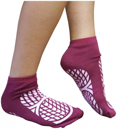 Double Sided Non Slip Patient Slipper Socks - PURPLE - S
